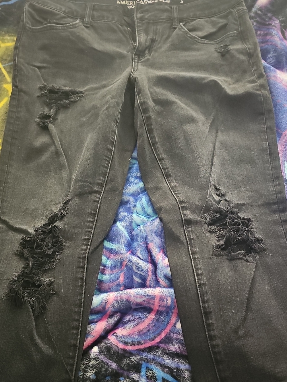 American Eagle Outfitters Black Ripped Skinny Jeans